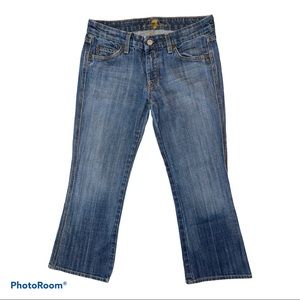 7 For All Mankind Blue Crop "A" Pocket Denim Capri
